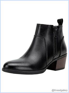 Genuine Leather Low Heel Ankle Boots Memory Foam Booties